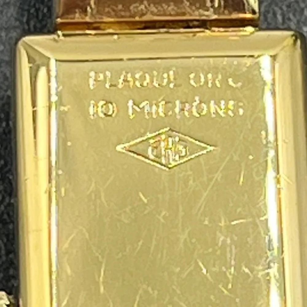 Ernest Borel Vintage Gold Textured Manual Wind Swiss Cocktail‎ Watch 10 Microns